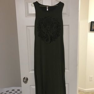 WORN twice—Olive Green Elephant Maxi Dress